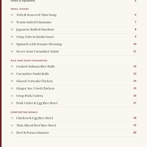 Actual PDF page 3 from A Taste of Japan: Contents, page 1.
