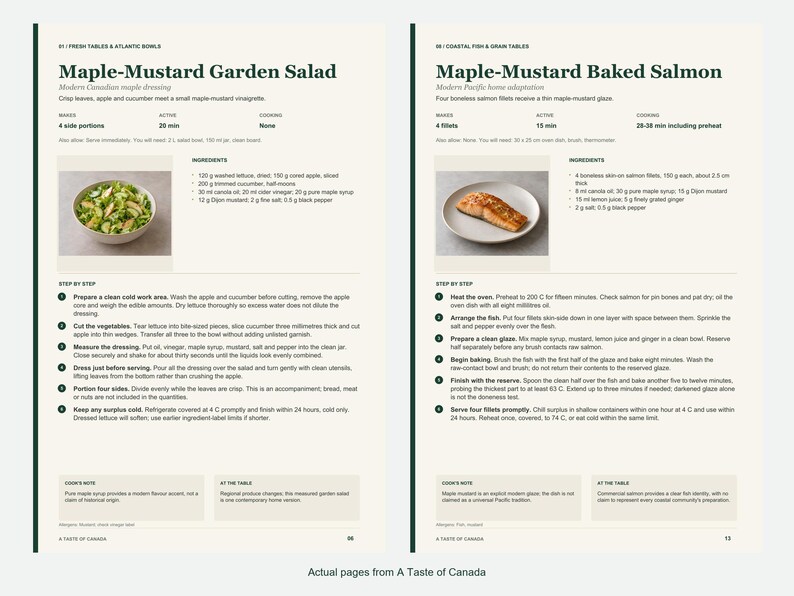 Two actual recipe pages from A Taste of Canada.