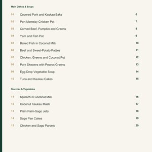 Actual PDF page 3 from A Taste of Papua New Guinea: Contents, page 1.