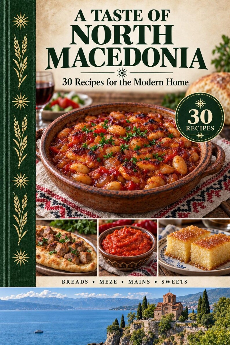 Actual cover of the A Taste of North Macedonia PDF cookbook.