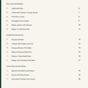Actual PDF page 3 from A Taste of Guinea: Contents, page 1.