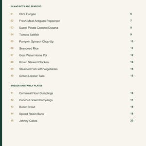 Actual PDF page 3 from A Taste of Antigua and Barbuda: Contents, page 1.