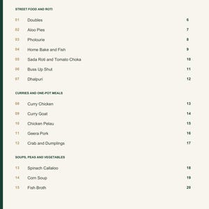 Actual PDF page 3 from A Taste of Trinidad and Tobago: Contents, page 1.