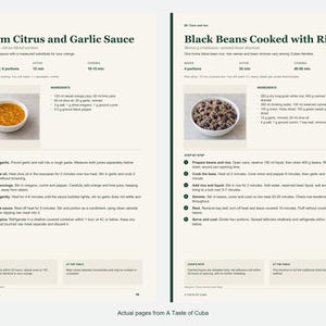 Two actual recipe pages from A Taste of Cuba.