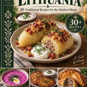 Actual cover of the A Taste of Lithuania PDF cookbook.