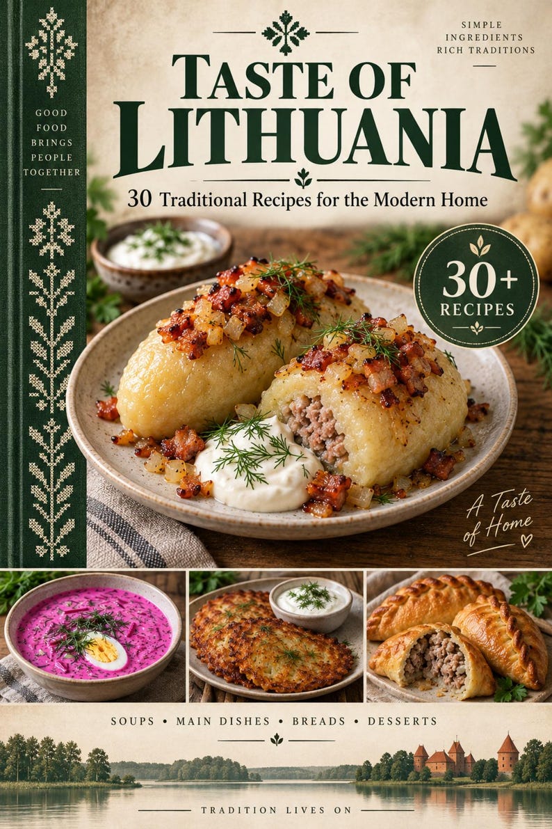Actual cover of the A Taste of Lithuania PDF cookbook.