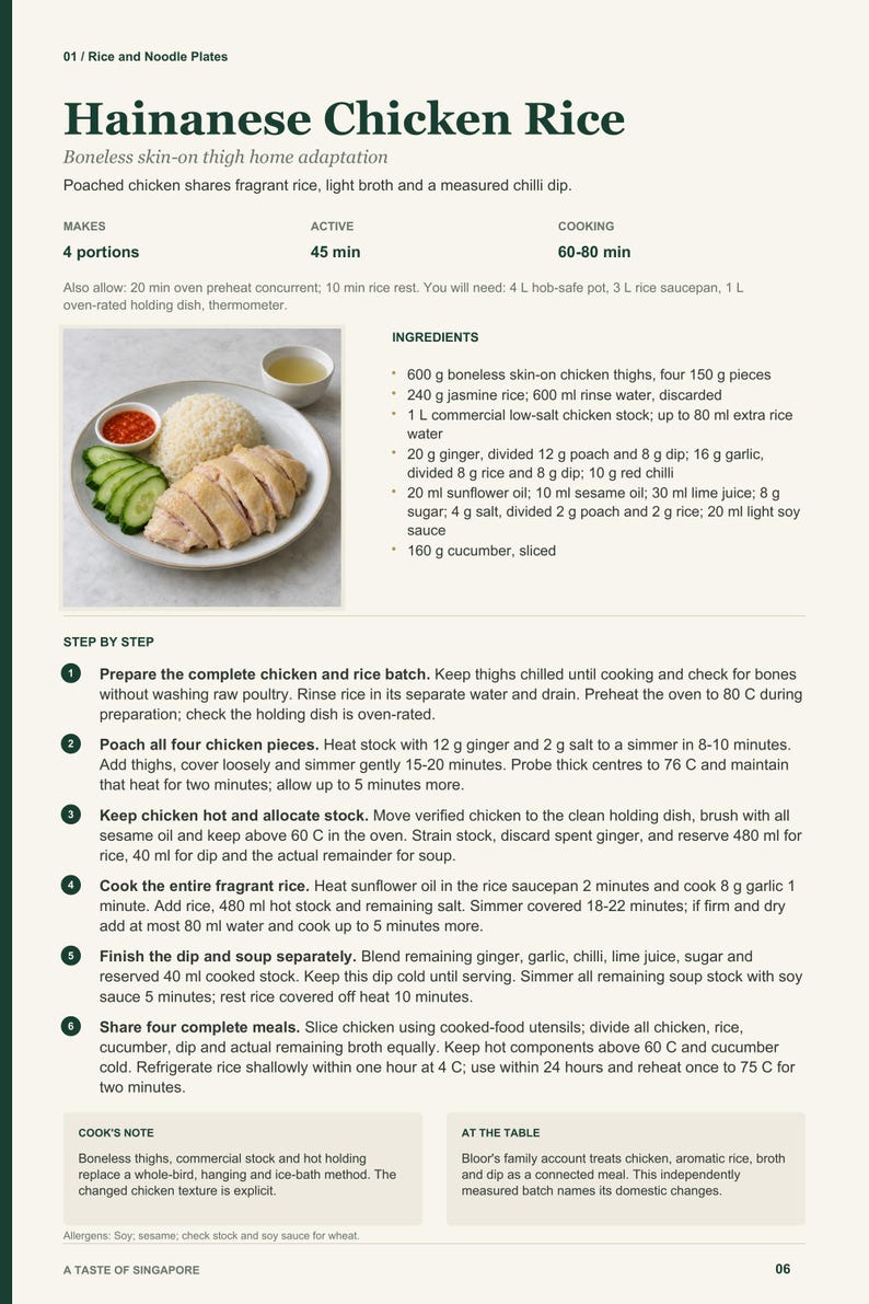 Actual PDF page 6 from A Taste of Singapore: Hainanese Chicken Rice recipe page.