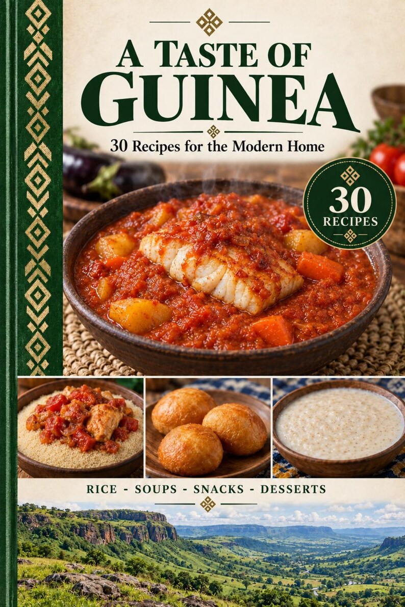 Actual cover of the A Taste of Guinea PDF cookbook.