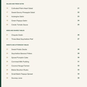 Actual PDF page 4 from A Taste of Seychelles: Contents, page 2.