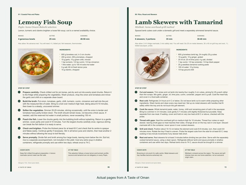 Two actual recipe pages from A Taste of Oman.