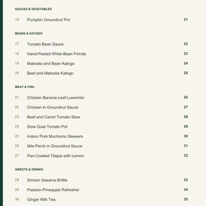 Actual PDF page 4 from A Taste of Uganda: Contents, page 2.