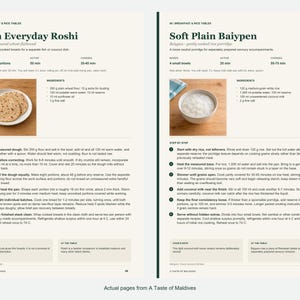 Two actual recipe pages from A Taste of Maldives.
