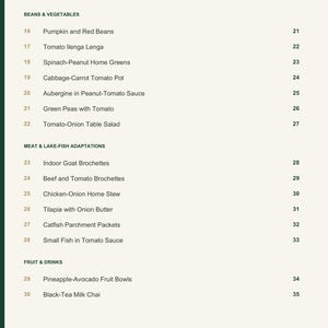 Actual PDF page 4 from A Taste of Burundi: Contents, page 2.