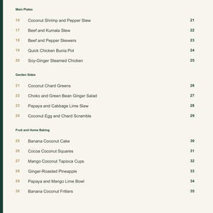 Actual PDF page 4 from A Taste of Vanuatu: Contents, page 2.