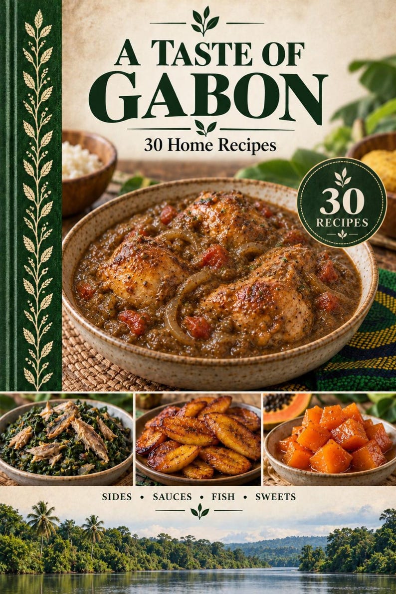 Actual cover of the A Taste of Gabon PDF cookbook.