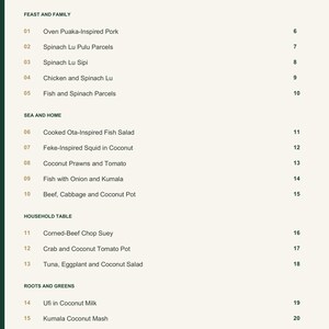 Actual PDF page 3 from A Taste of Tonga: Contents, page 1.