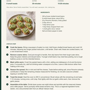 Actual PDF page 6 from A Taste of Vatican City: Broad-Bean Toasts recipe page.