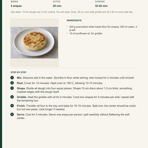 Actual PDF page 6 from A Taste of Venezuela: Plain Griddle Arepas recipe page.