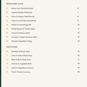 Actual PDF page 3 from A Taste of Tunisia: Contents, page 1.