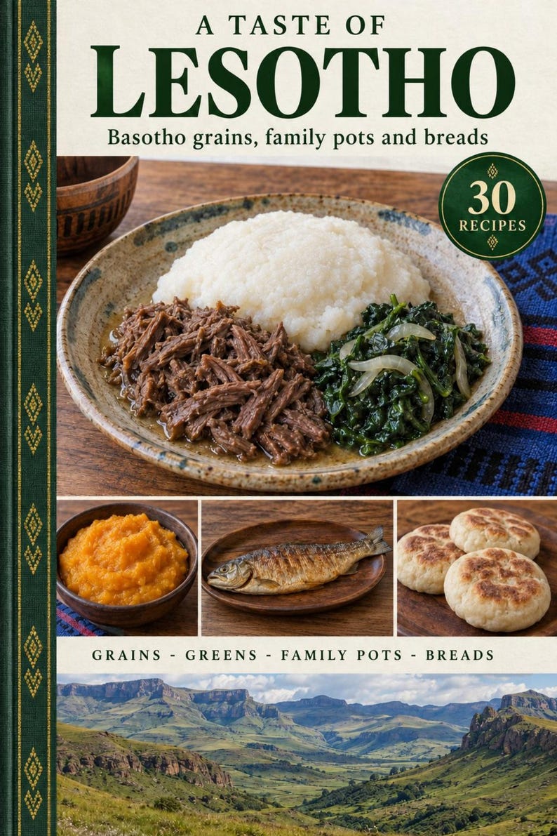 Actual cover of the A Taste of Lesotho PDF cookbook.