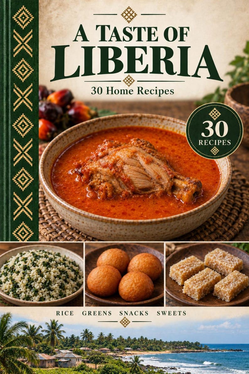 Actual cover of the A Taste of Liberia PDF cookbook.