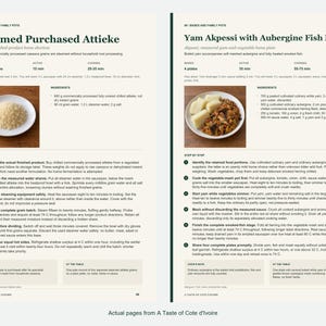 Two actual recipe pages from A Taste of Cote d'Ivoire.