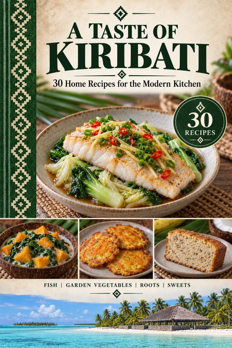 Actual cover of the A Taste of Kiribati PDF cookbook.