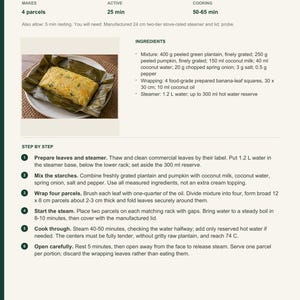 Actual PDF page 6 from A Taste of Vanuatu: Banana-Pumpkin Laplap Parcels recipe page.