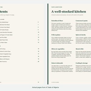 Actual contents and kitchen-notes pages from A Taste of Algeria.
