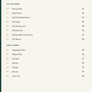 Actual PDF page 4 from A Taste of Bangladesh: Contents, page 2.
