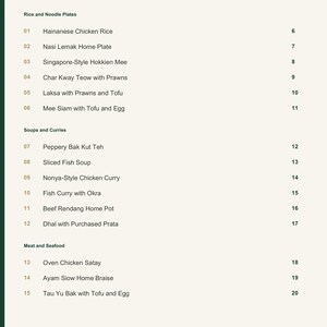 Actual PDF page 3 from A Taste of Singapore: Contents, page 1.
