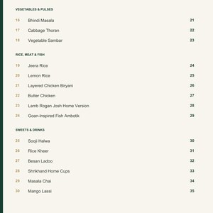 Actual PDF page 4 from A Taste of India: Contents, page 2.