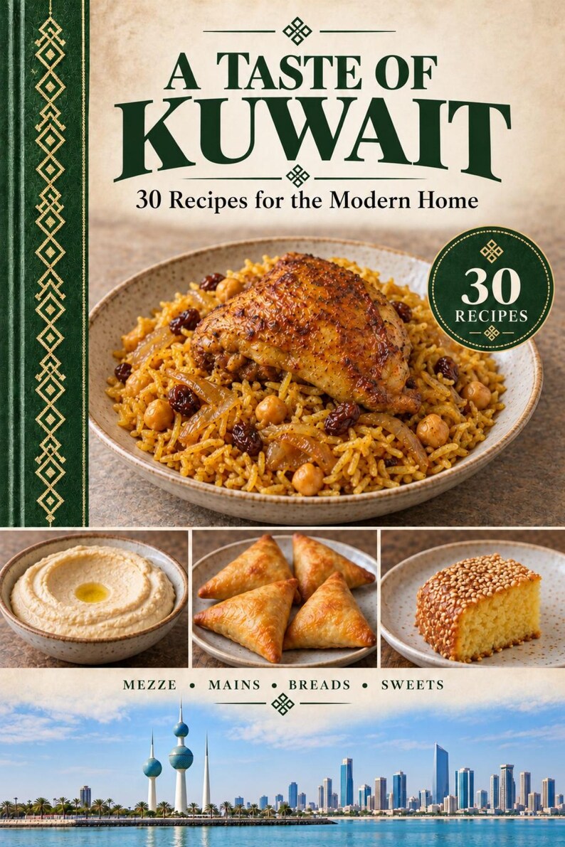 Actual cover of the A Taste of Kuwait PDF cookbook.