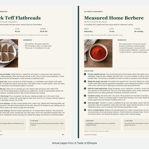 Two actual recipe pages from A Taste of Ethiopia.
