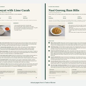 Two actual recipe pages from A Taste of Brunei.