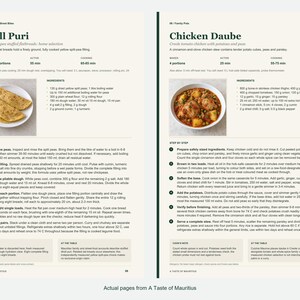 Two actual recipe pages from A Taste of Mauritius.