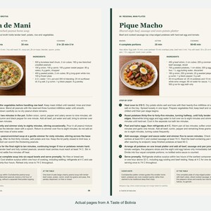 Two actual recipe pages from A Taste of Bolivia.