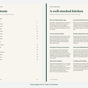 Actual contents and kitchen-notes pages from A Taste of Indonesia.
