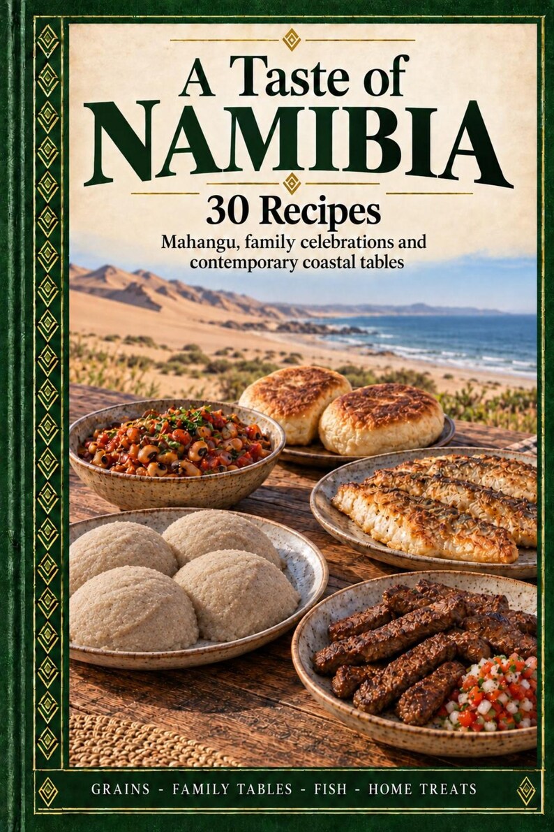 Actual cover of the A Taste of Namibia PDF cookbook.