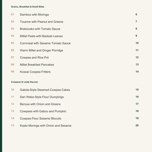 Actual PDF page 3 from A Taste of Niger: Contents, page 1.