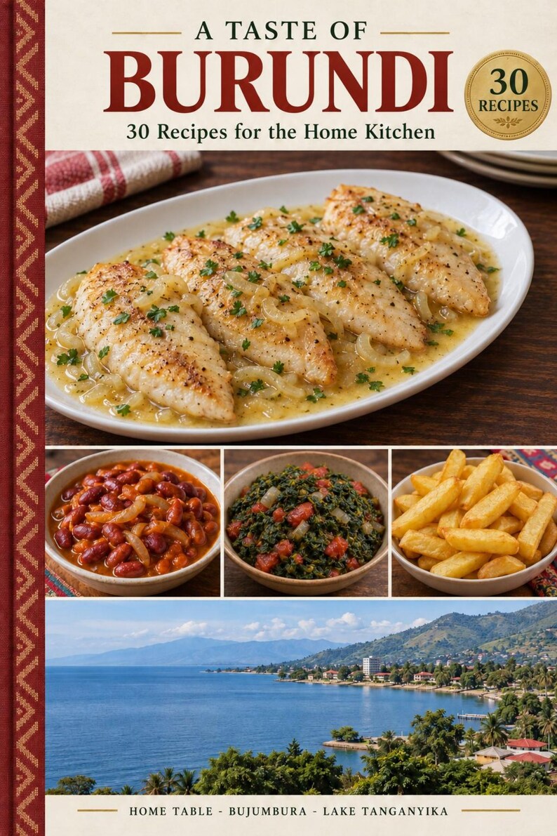 Actual cover of the A Taste of Burundi PDF cookbook.