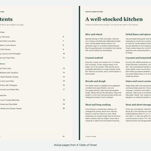 Actual contents and kitchen-notes pages from A Taste of Oman.