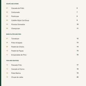 Actual PDF page 3 from A Taste of Chile: Contents, page 1.