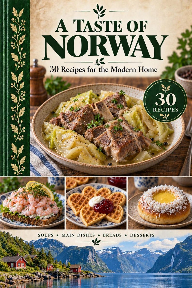 Actual cover of the A Taste of Norway PDF cookbook.