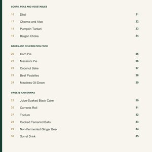 Actual PDF page 4 from A Taste of Trinidad and Tobago: Contents, page 2.