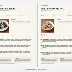 Two actual recipe pages from A Taste of Samoa.
