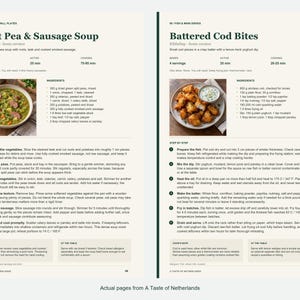 Two actual recipe pages from A Taste of Netherlands.