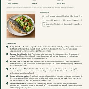 Actual PDF page 13 from A Taste of Gabon: Mackerel and Herb Salad recipe page.