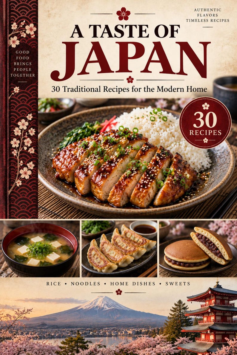 Actual cover of the A Taste of Japan PDF cookbook.