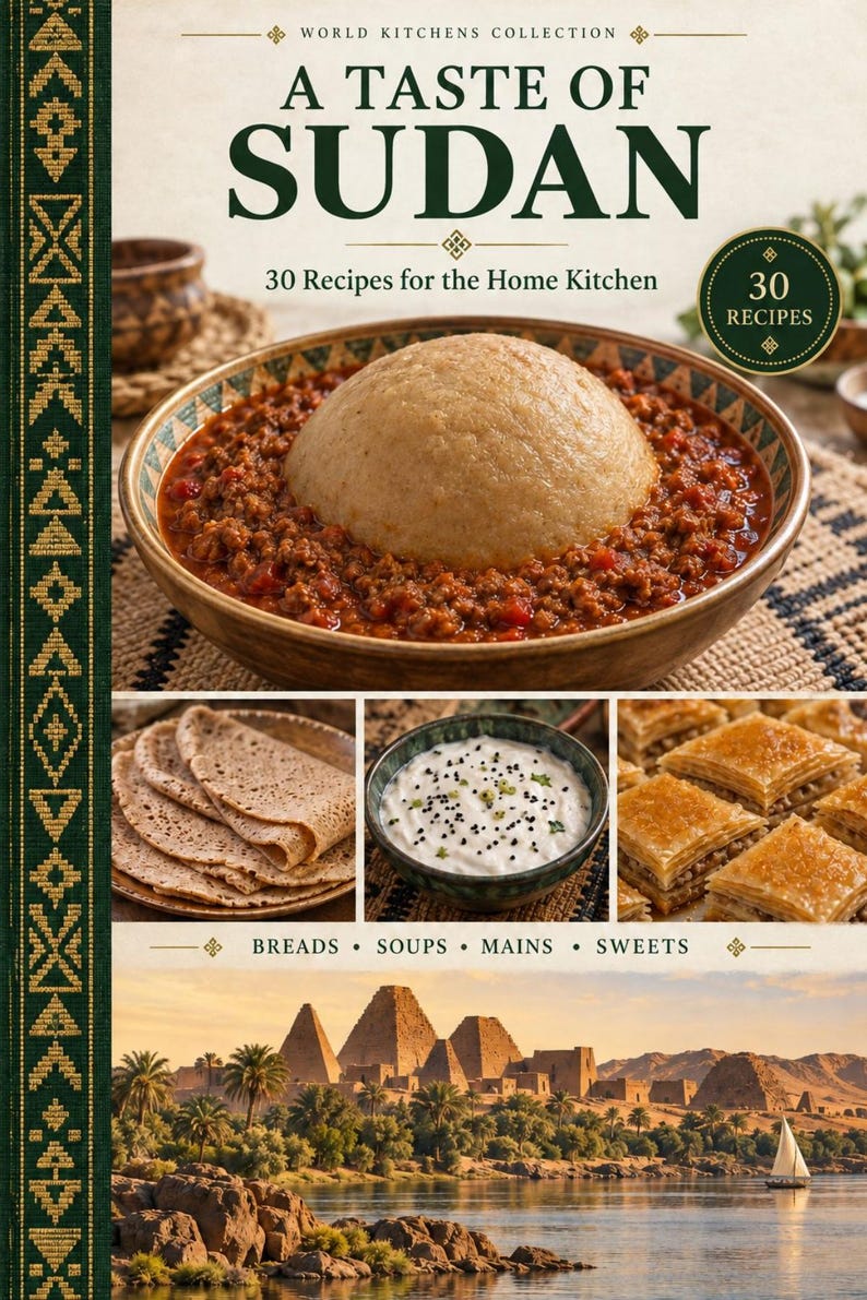 Actual cover of the A Taste of Sudan PDF cookbook.